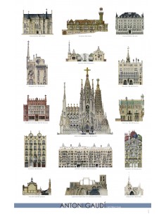 Póster Edificios Gaudí